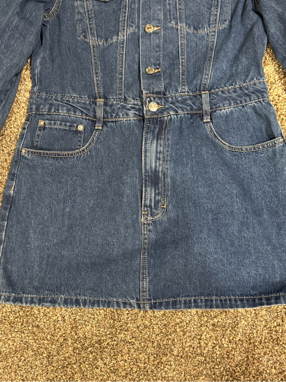Forever 21 Women’s Denim Trucker Button-Front Mini Dress Medium Wash Size XL - Picture 5 of 14